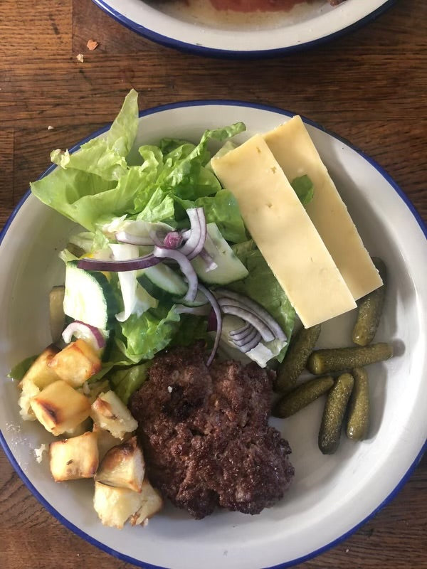 Smashed grass-fed beef burger plates